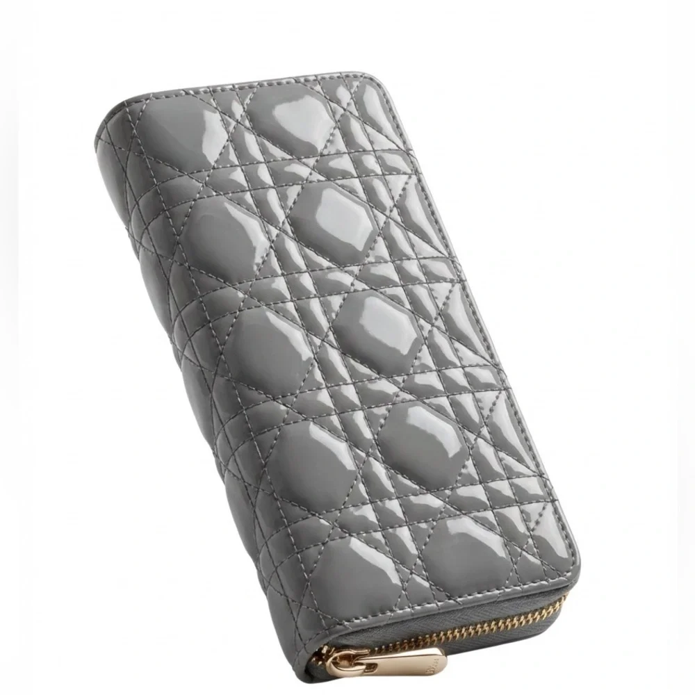 Dior-Lady Dior Voyageur Cannage Leather Wallet